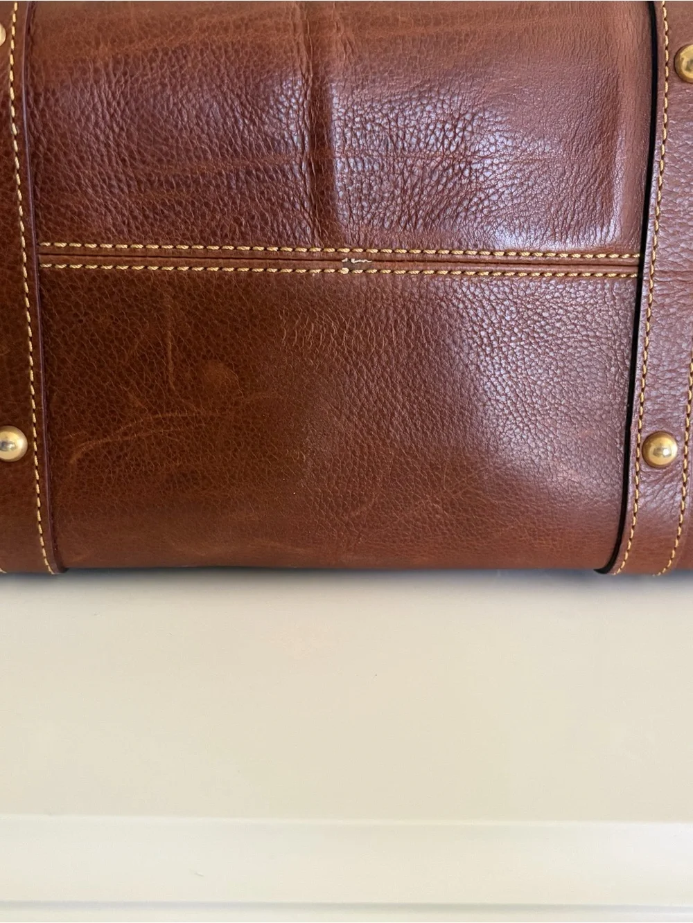 Dooney & Bourke Tan Brown Cabriolet Leather Bag with Brass Hardware